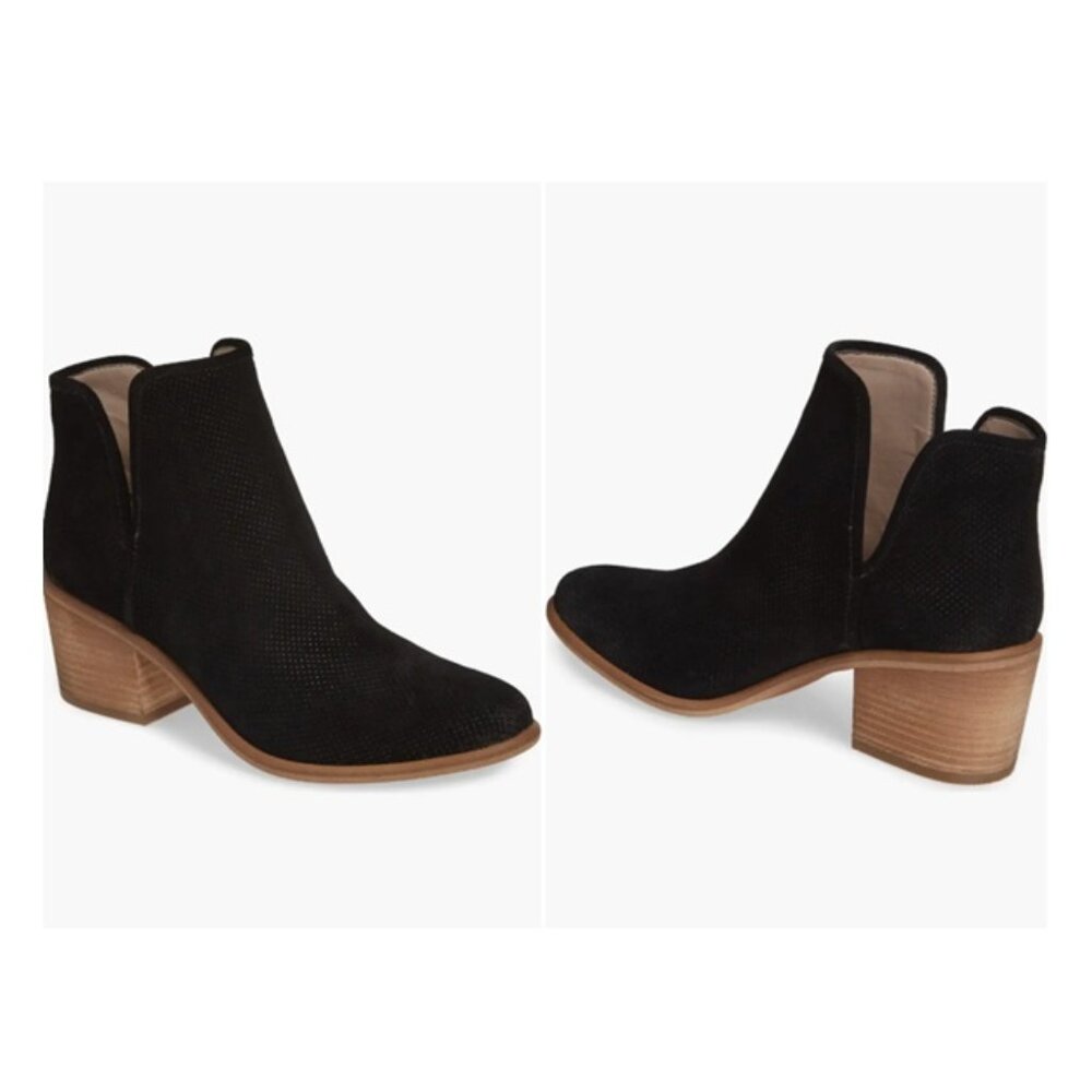 Hinge BP Barris leather block heel side open slit ankle boot size 7.5 - EUC
